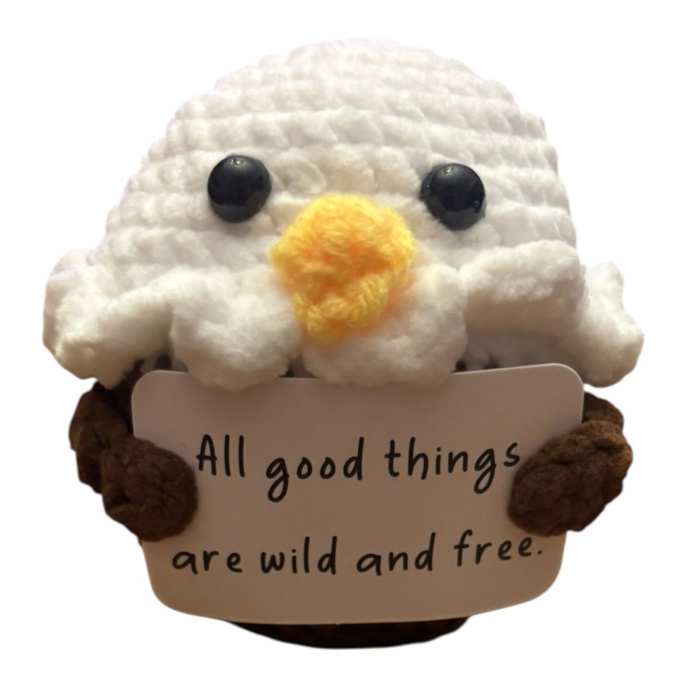 AB INKS Handmade Crocheted Animal with Inspirational Message
